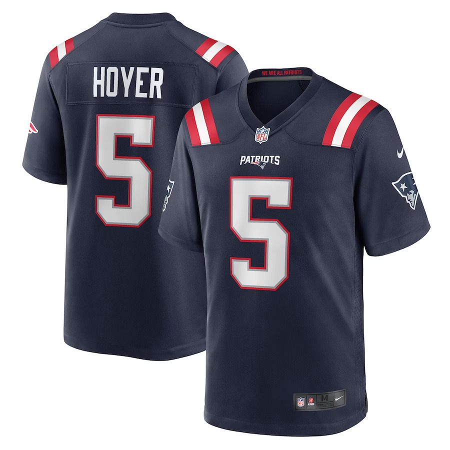 Men New England Patriots 5 Brian Hoyer Nike Navy Game Player NFL Jersey